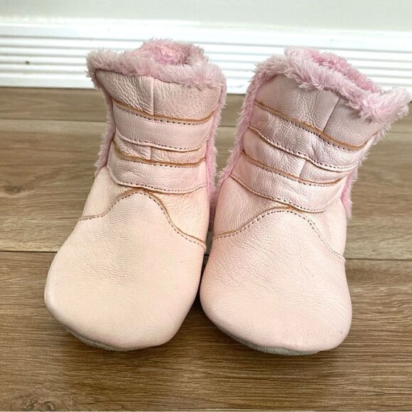Pink Infant Moccasin Booties Suede Leather 6-12 Months - Picture 6 of 8